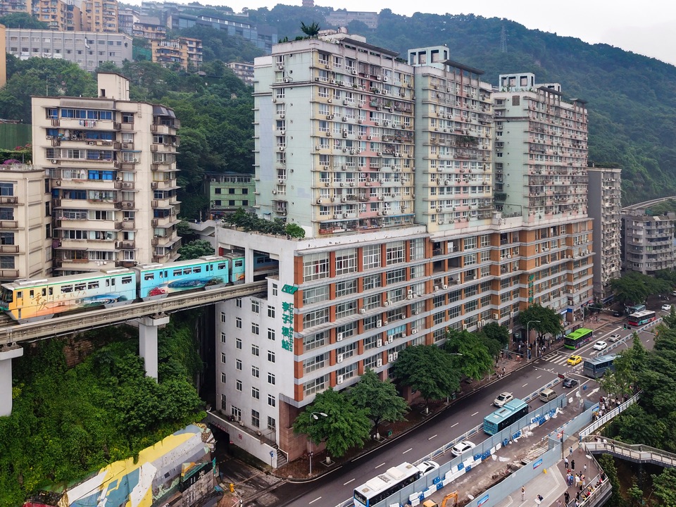 Liziba Station & Mountain-City Transit View in Chongqing