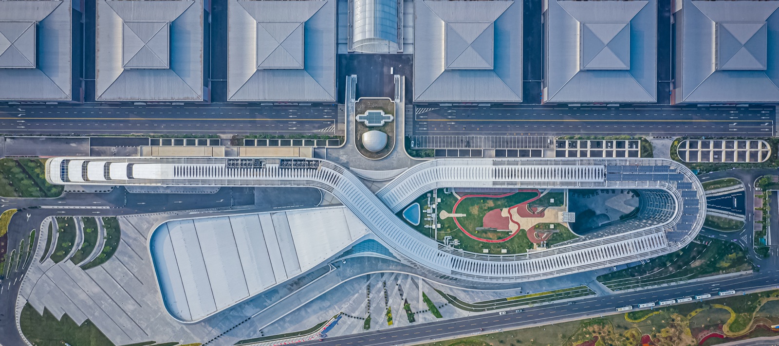 Vue aérienne de Qingdao Cosmopolitan Exposition