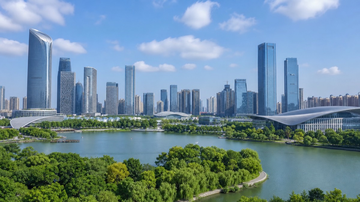 Hefei, China skyline and business-travel landmarks