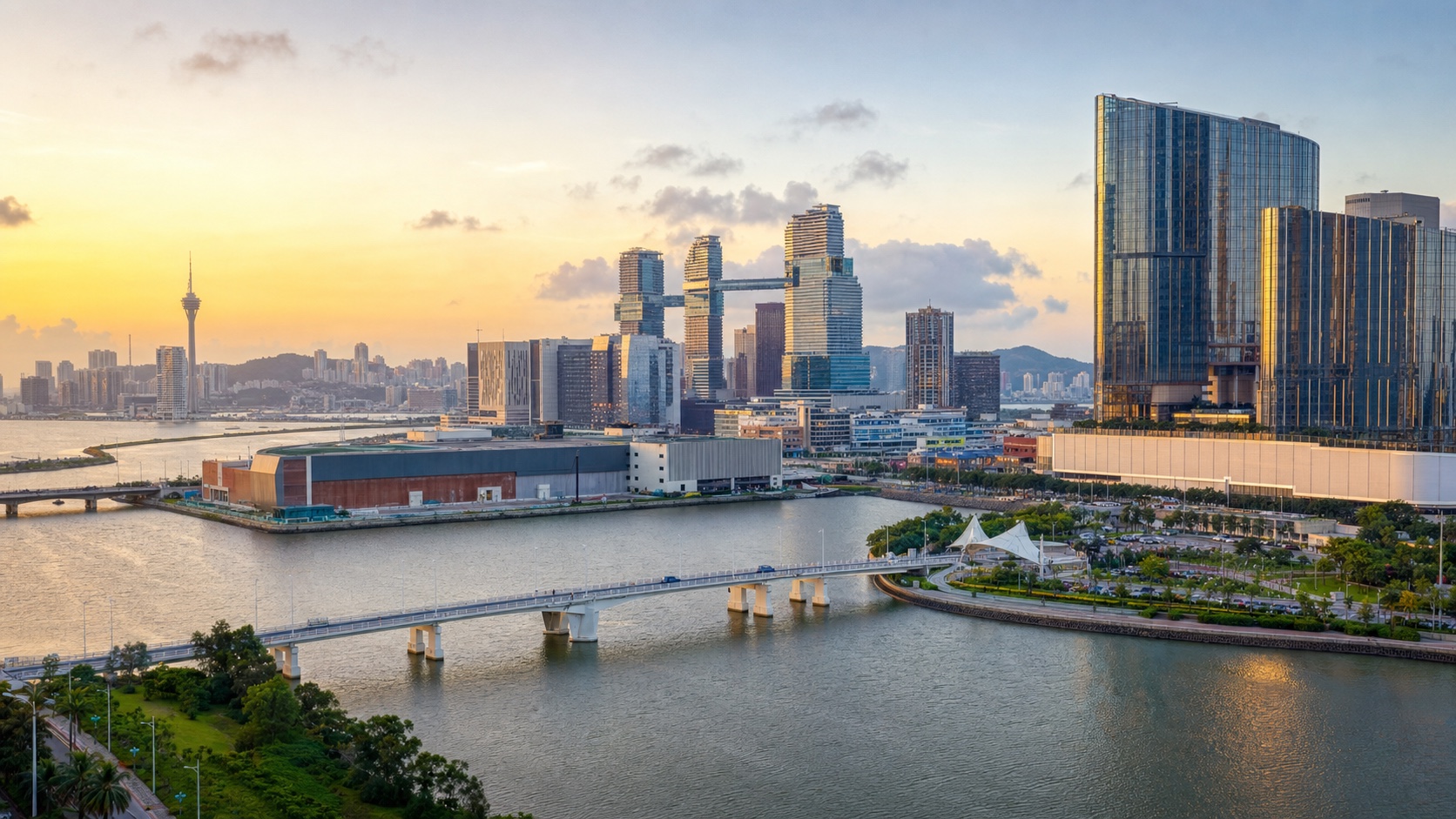 Vue urbaine et quartier d'affaires de Macao