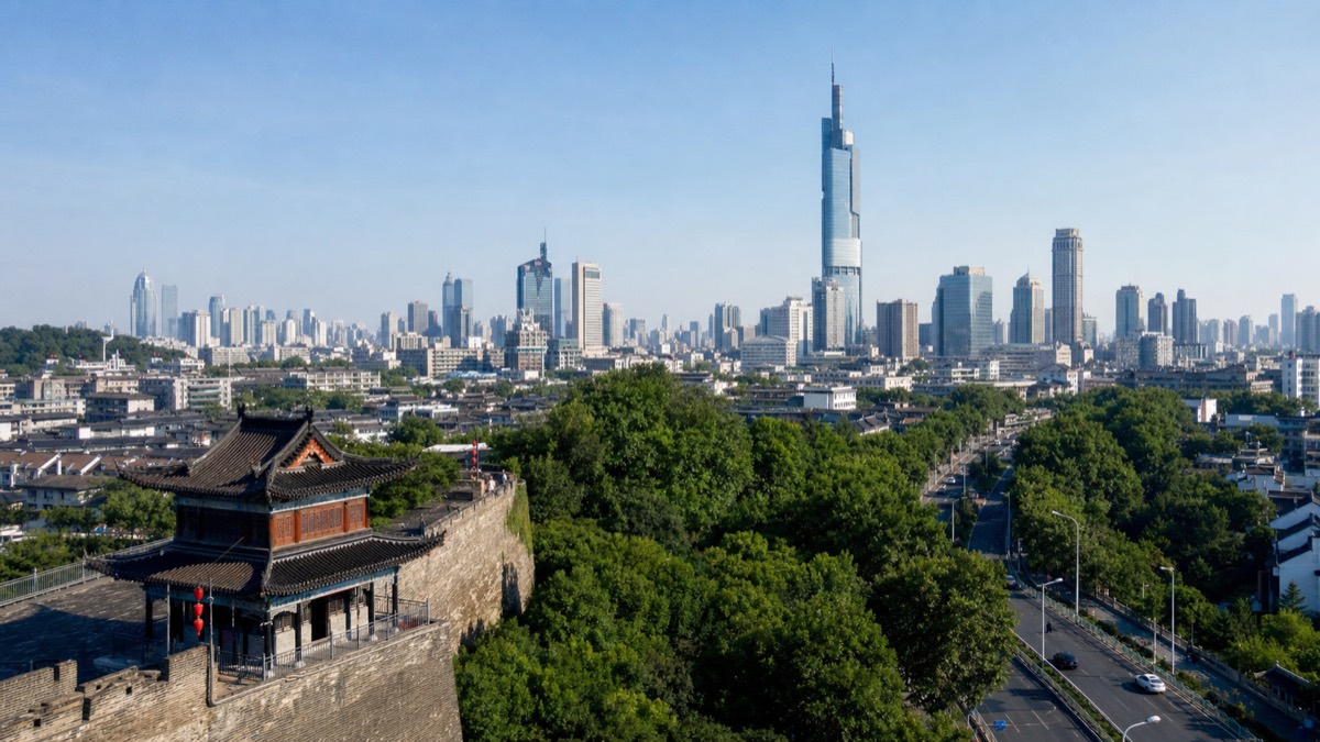 Vue urbaine et quartier d'affaires de Nanjing