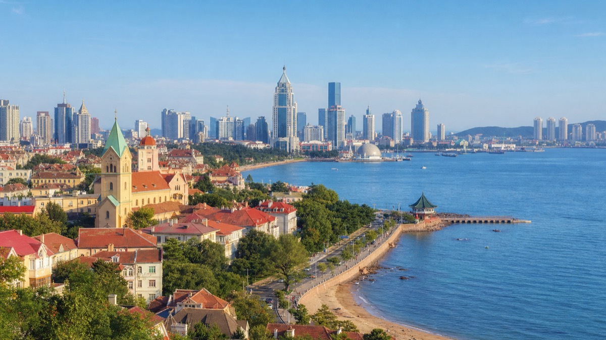 Skyline et repères urbains de Qingdao, Chine