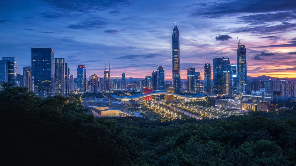 Shenzhen, China skyline and business-travel landmarks
