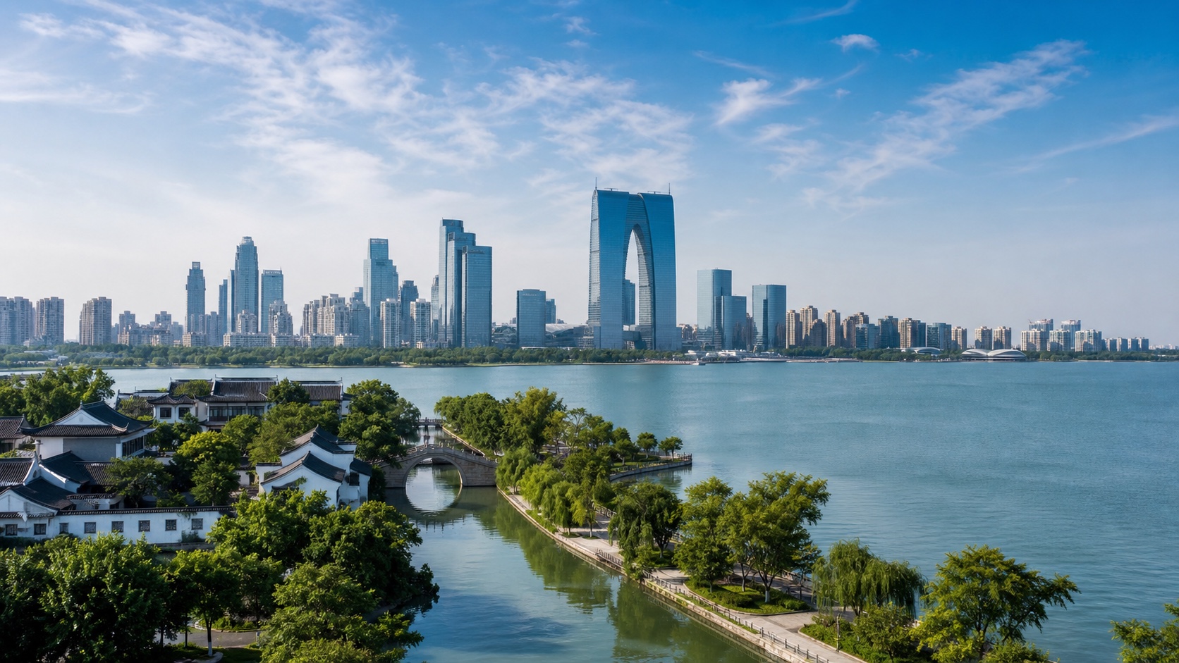 Vue urbaine et quartier d'affaires de Suzhou