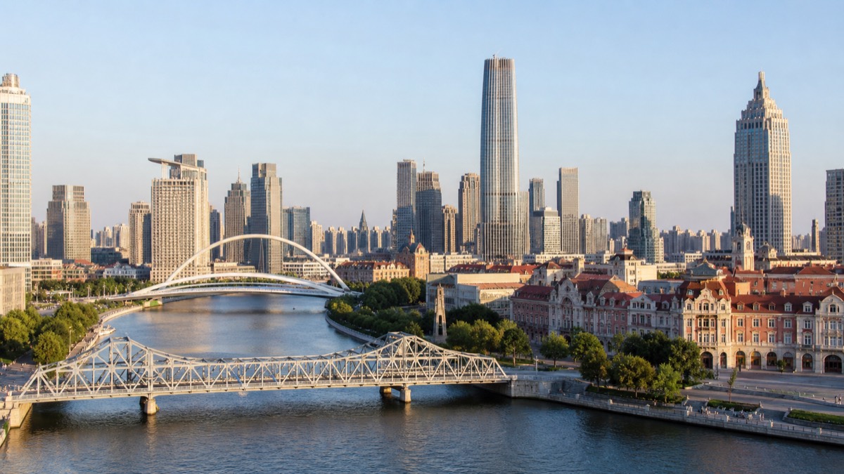 Tianjin, China skyline and business-travel landmarks