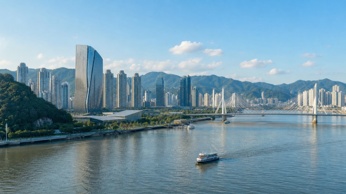 Vue urbaine et quartier d'affaires de Wenzhou