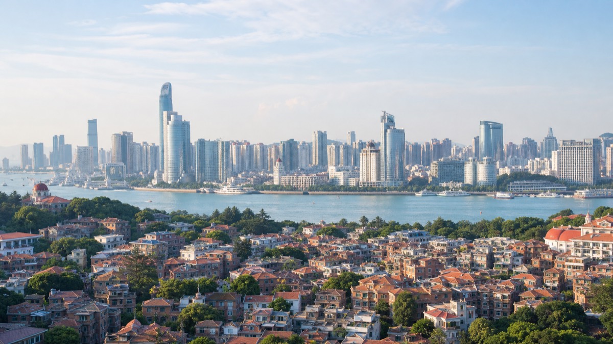 Vue urbaine et quartier d'affaires de Xiamen