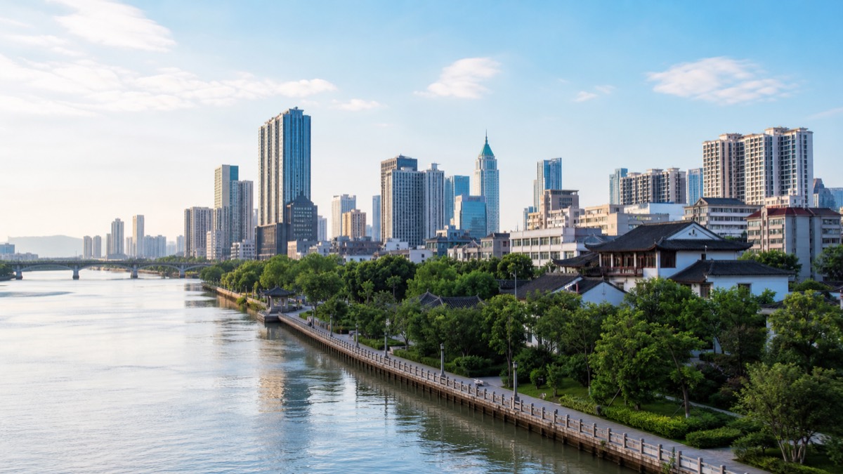 Zhongshan, China skyline and business-travel landmarks