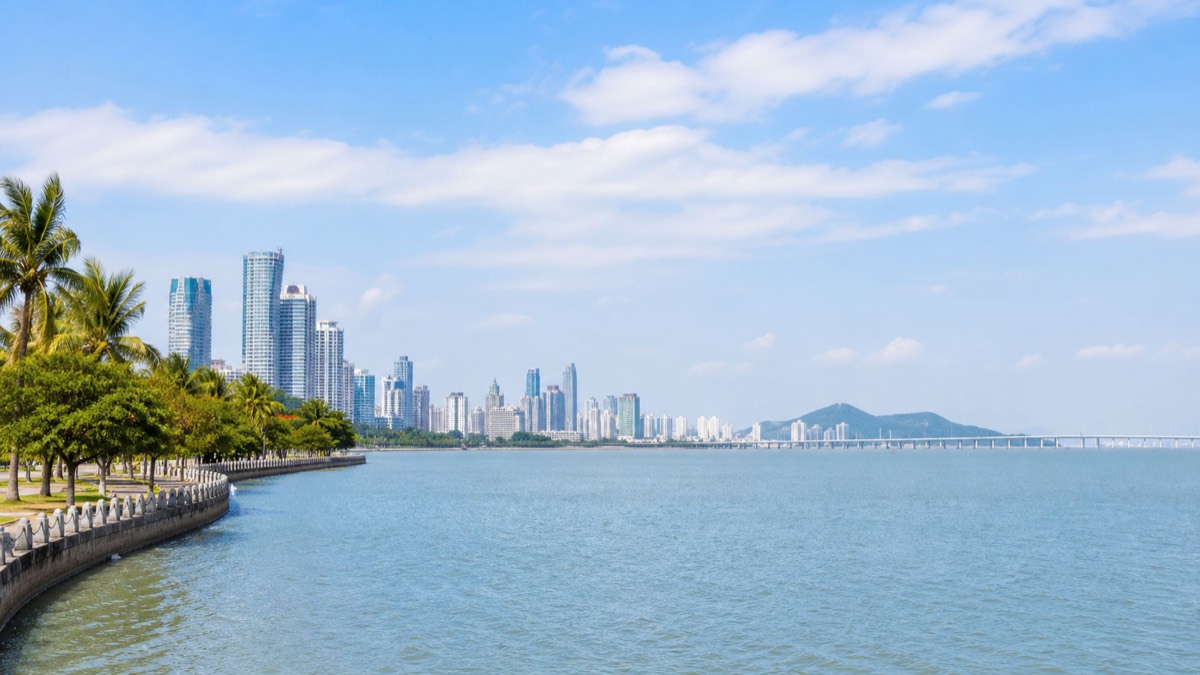 Vue urbaine et quartier d'affaires de Zhuhai