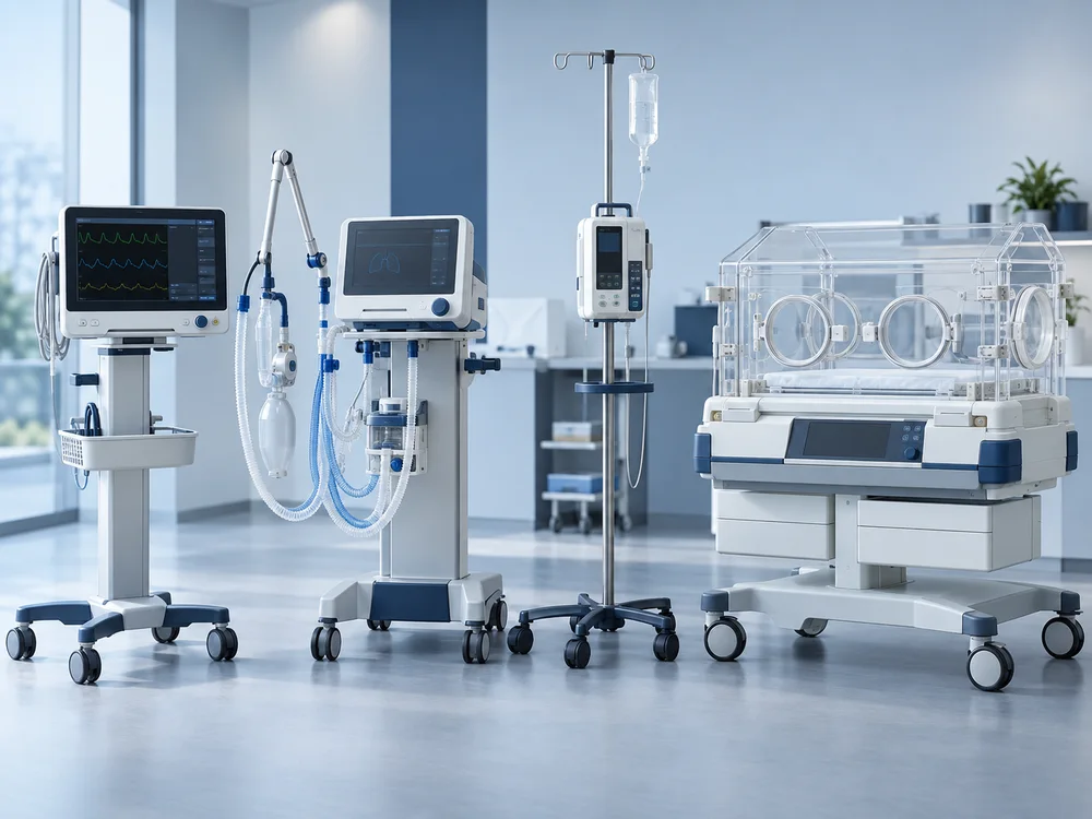 Monitor de paciente, ventilador, bomba de infusión e incubadora neonatal