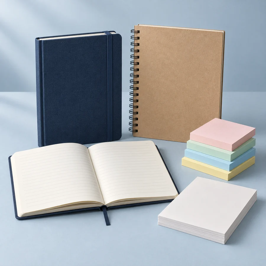 Cuadernos, blocs de dibujo, diarios y notas adhesivas