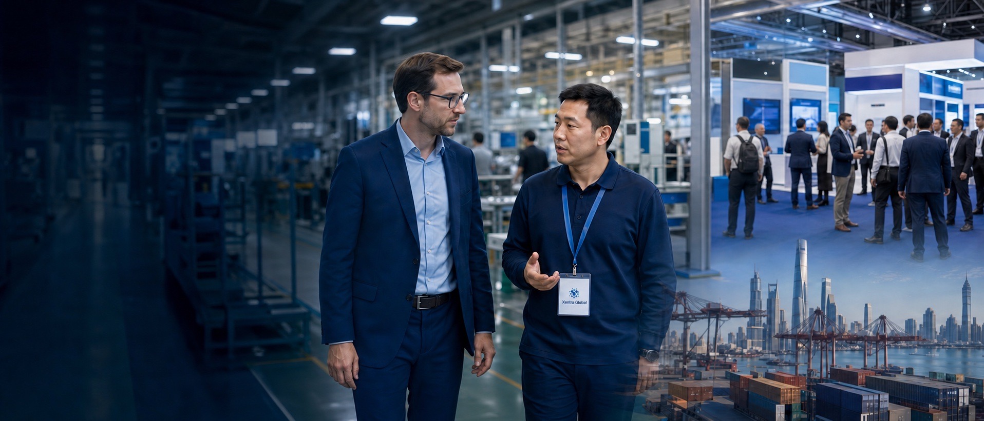 Acheteur international visitant une usine chinoise et un salon professionnel avec un accompagnement sourcing